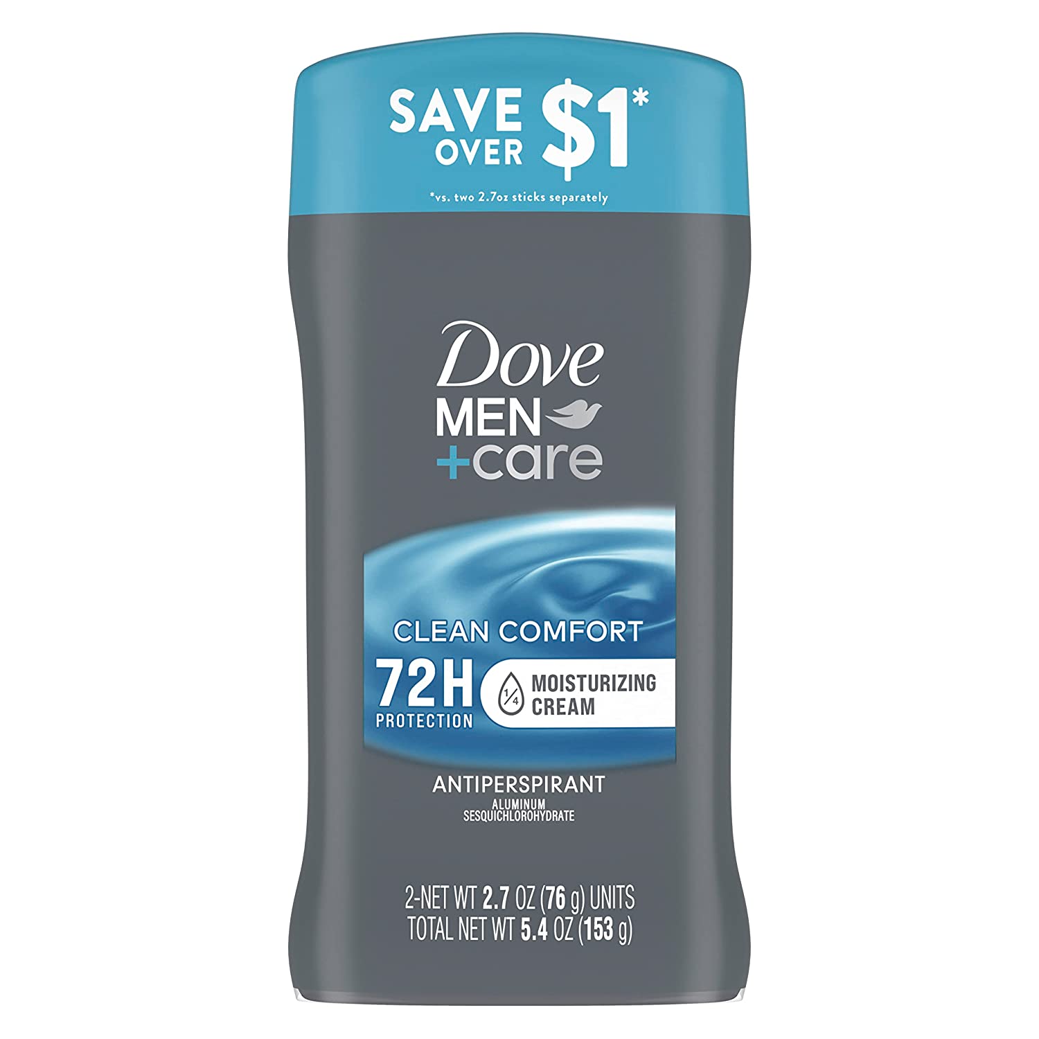 Dove Men+Care Antiperspirant Deodorant Stick Clean Comfort Twin Pack 72-Hour Sweat & Odor Protection Antiperspirant for Men With 1/4 Moisturizing Cream 2.7 oz - Image 2
